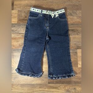 Gymboree Prep Club Turtle Ruffle Jeans Size 2 2T EUC Flare Girls Adorable!